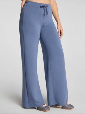 SPANX Wide Leg Knit Pants Rain Blue Medium Petite